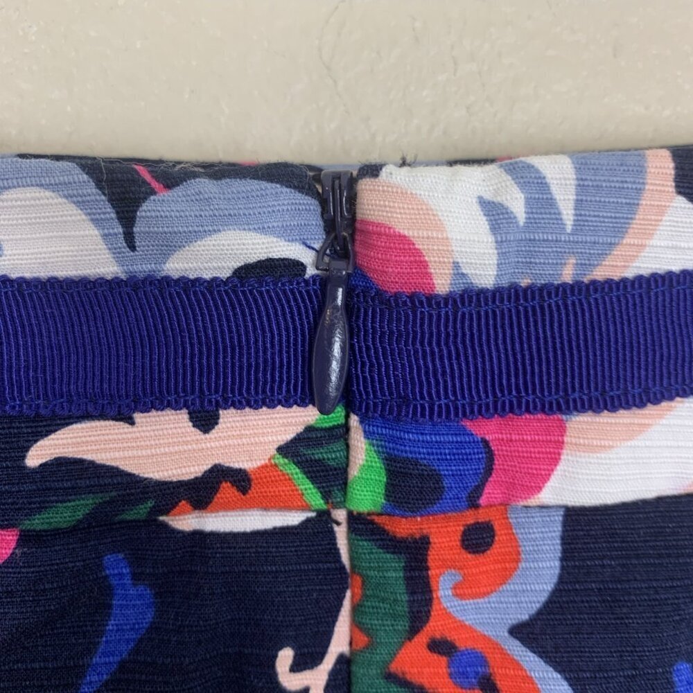 Boden Womens 4L Skirt Floral Cotton Pencil Lined NWOT Office Navy Colorful Midi - Picture 7 of 16